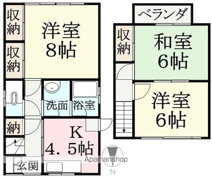 山本レンタルハウス[3K/57.84m2]の間取図