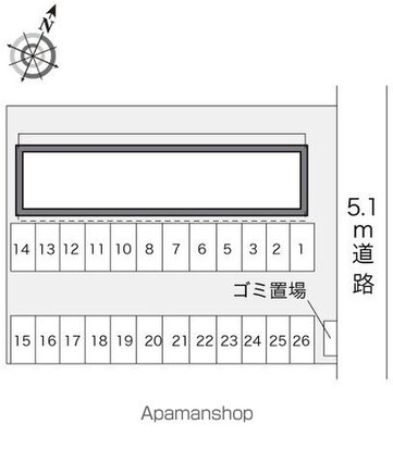 レオパレスコンフォート広瀬[1K/26.49m2]の配置図
