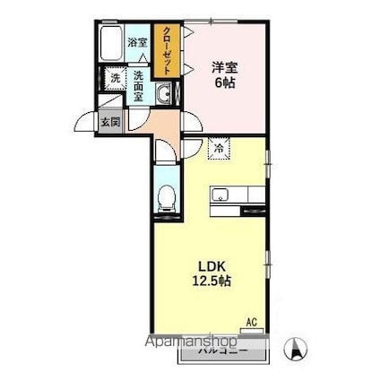 アスタリスク[1LDK/43.74m2]の間取図
