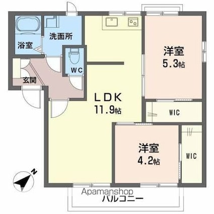 フレグランスＫＭ　Ａ棟[2LDK/50.66m2]の間取図
