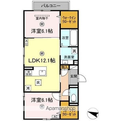 パークコート東雲[2LDK/60.53m2]の間取図