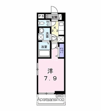 サンライズ中瀬[1K/26.72m2]の間取図