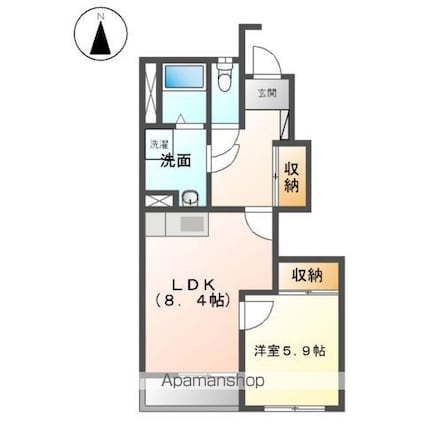 ウエストホープ　灯明寺[1LDK/39.67m2]の間取図