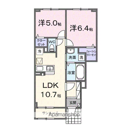 ラ・ルーチェⅡ[2LDK/53.62m2]の間取図