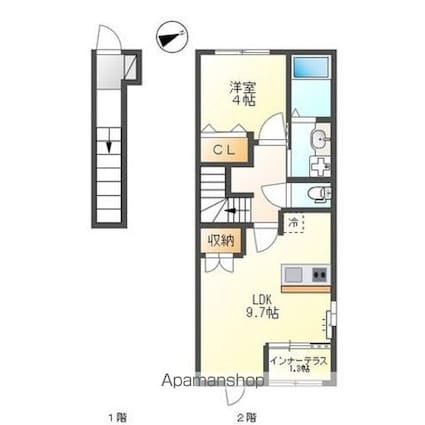 滋賀県草津市矢倉１丁目[1LDK/42.98m2]の間取図