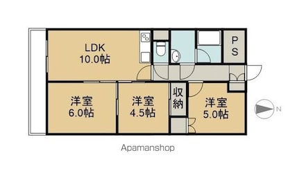 ＴＫイーストヒルズ[3LDK/63.4m2]の間取図
