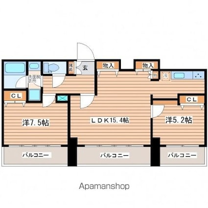 シトラスシャトーハシモト[2LDK/64.66m2]の間取図