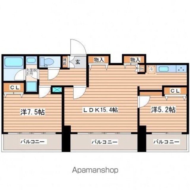 シトラスシャトーハシモト[2LDK/64.66m2]の間取図