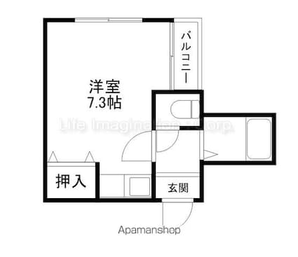 グランドアルシュ[1K/21m2]の間取図