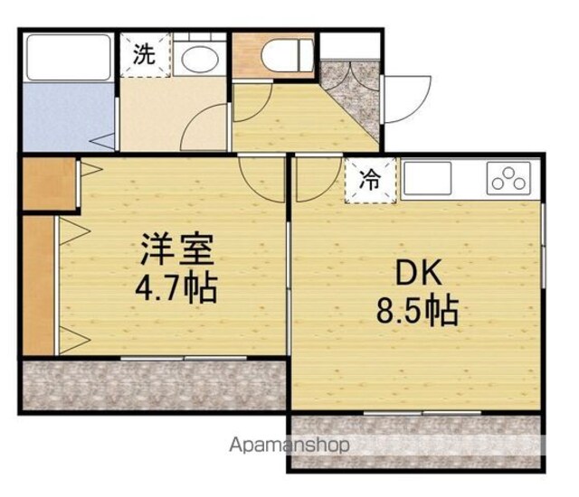 ウエスト三鷹[1DK/32.84m2]の間取図