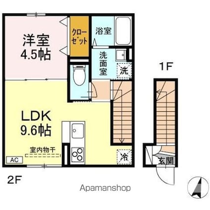ＲＥＳＵＡ鍛冶町[1LDK/38.88m2]の間取図