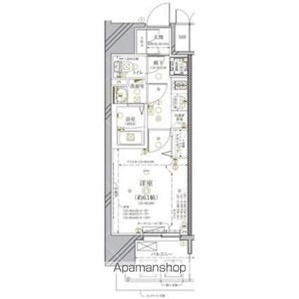 ディアレイシャス金山[1K/22.71m2]の間取図