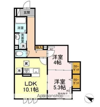 アヴァンス北烏山[2LDK/49.59m2]の間取図