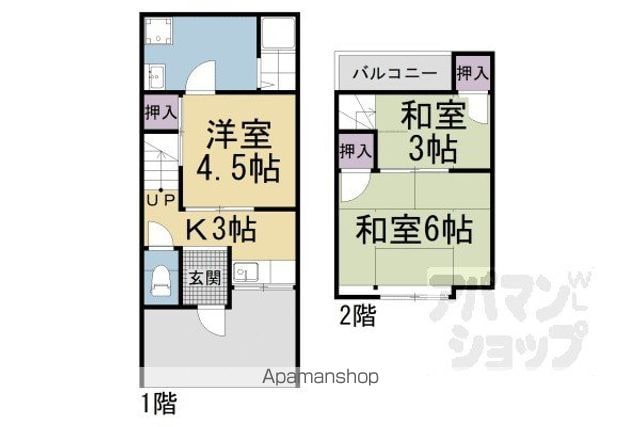 地下鉄東西線 椥辻駅 徒歩24分 2階建 築55年の間取り写真