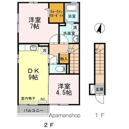 ローズコートミツギ[2DK/54.88m2]の間取図