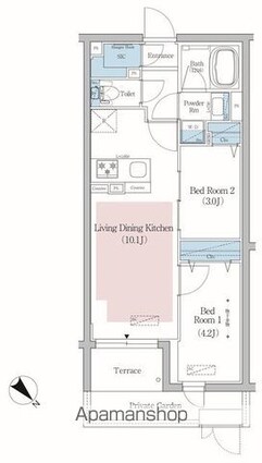 アーバネックス文京小石川[2LDK/40.04m2]の間取図