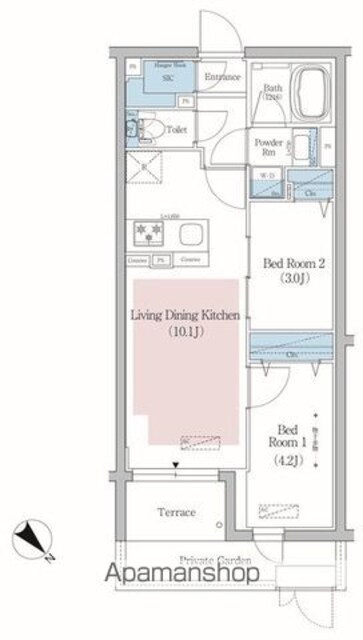 アーバネックス文京小石川[2LDK/40.04m2]の間取図