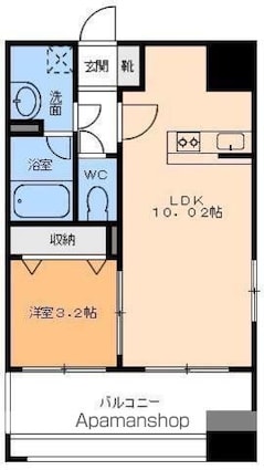 グラシアス萱町[1LDK/31.71m2]の間取図