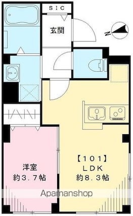 シャンテＲ[1LDK/29.98m2]の間取図