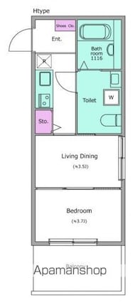 コルティーレ上北沢[2K/25.29m2]の間取図