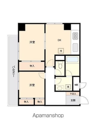ミール千歳烏山[2DK/46.2m2]の間取図