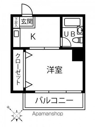 広島県広島市南区比治山町[1K/21.06m2]の間取図