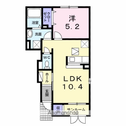 フォンテーヌ[1LDK/41.96m2]の間取図