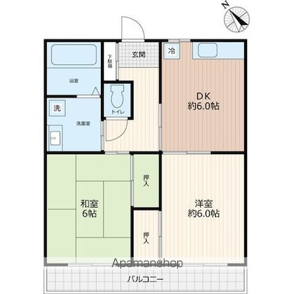 ハイツキムラ[2DK/45.36m2]の間取図
