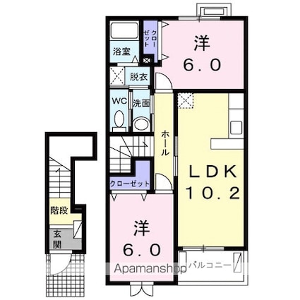 ルーツ[2LDK/57.02m2]の間取図