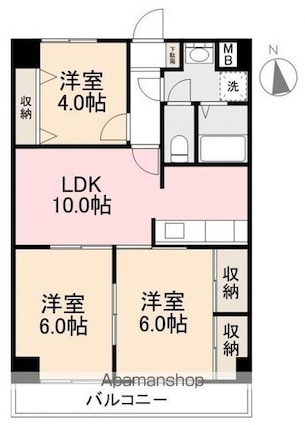 ハイクレスト高松[3LDK/56.7m2]の間取図