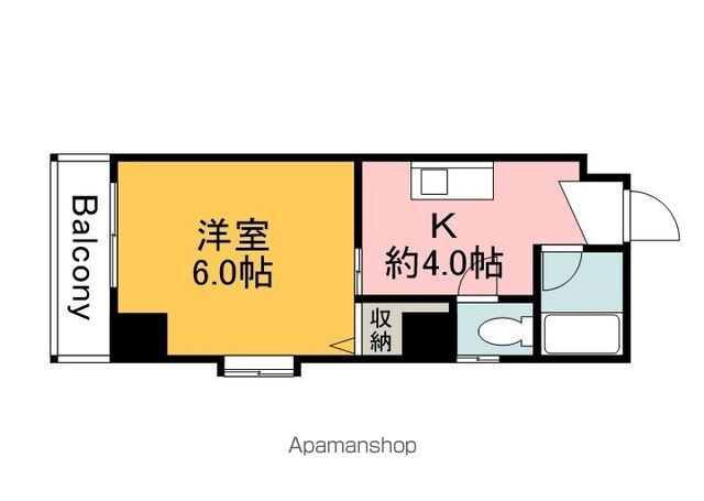 今田ビル楠木[1K/21.84m2]の間取図