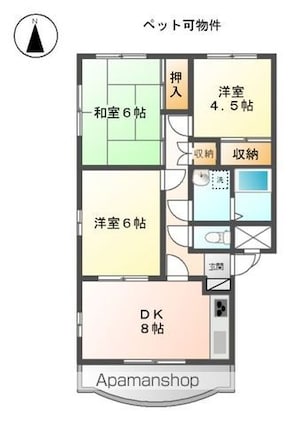ガーデンコートソシア[3DK/57.31m2]の間取図