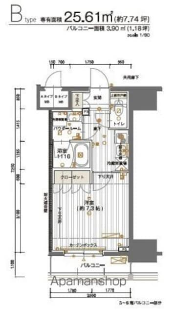 メインステージ神田須田町[1K/25.61m2]の間取図
