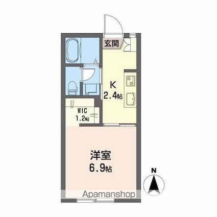 グレ・ＹＯＫＯＨＡＭＡＢ[1K/24.5m2]の間取図