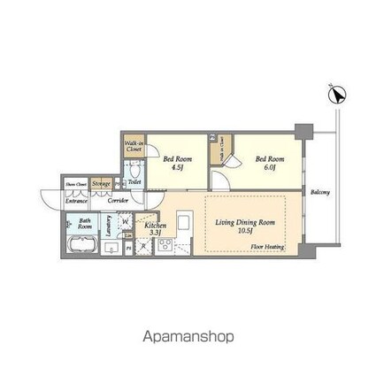 センチュリー尾山台グレイス[2LDK/55.82m2]の間取図