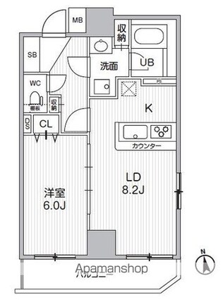 ＨＦ曳舟レジデンス[1LDK/42.69m2]の間取図