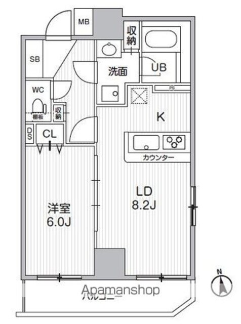 ＨＦ曳舟レジデンス[1LDK/42.69m2]の間取図