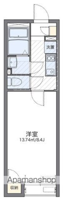 レオネクストロータスＫ[1K/24.44m2]の間取図