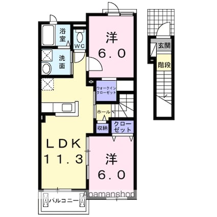 エステートⅢ[2LDK/58.21m2]の間取図