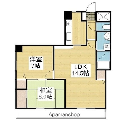 コートエルⅢ[2LDK/57.59m2]の間取図