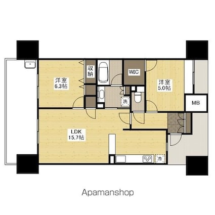 アルファステイツ福山駅前[2LDK/62.41m2]の間取図
