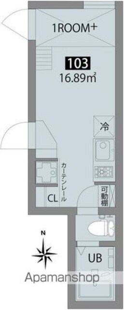 梅ヶ丘ハウス[1R/16.89m2]の間取図