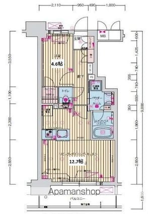 プレサンス名駅南ブリエ[1LDK/43.2m2]の間取図