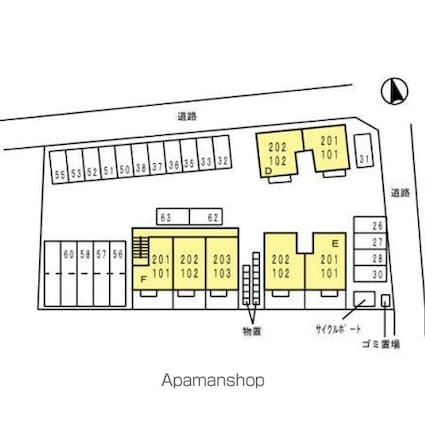 エクセレントヴィラ　Ｆ棟[1LDK/35.57m2]の配置図