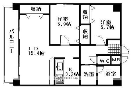 ウィステリアハイツ[2LDK/66.5m2]の間取図