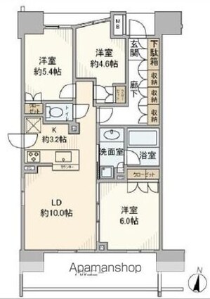 グローリオ清澄白河[3LDK/68.6m2]の間取図