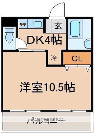 シモビル[1K/31.1m2]の間取図