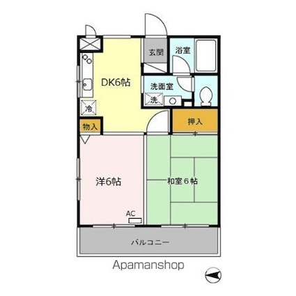 グランシャリオ[2DK/42m2]の間取図