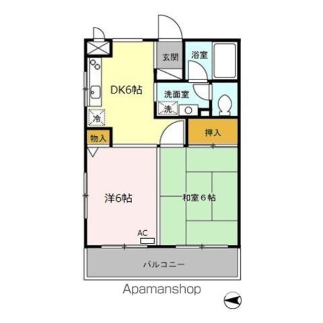 グランシャリオ[2DK/42m2]の間取図