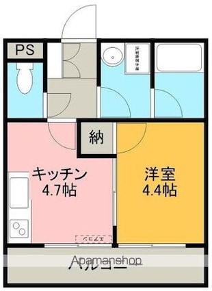 プティシャトウ・千石町[1DK/26.86m2]の間取図